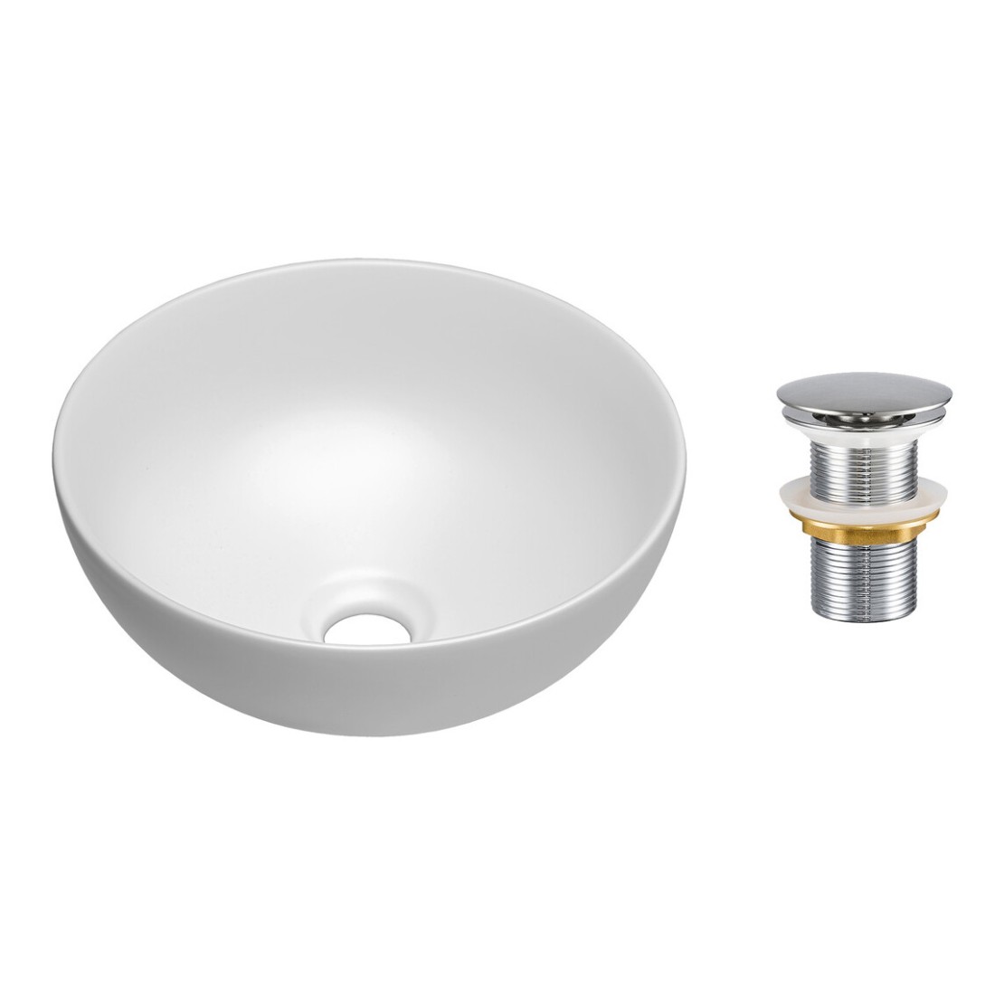 Vasque à poser ronde 32 cm blanc mat avec bonde clic clac