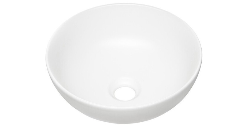 Vasque à poser ronde 32 cm blanc mat avec bonde clic clac