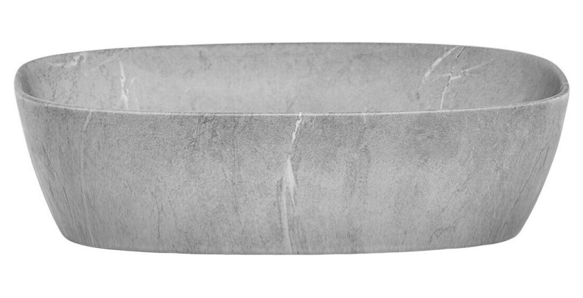 Vasque à poser rectangulaire 50,5x38,5 cm effet pierre grise avec bonde clic clac