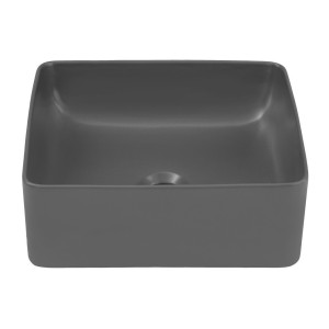 Vasque à poser carrée 37x37 cm gris mat en céramique avec bonde clic-clac métal incluse