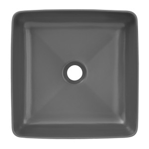 Vasque à poser carrée 37x37 cm gris mat en céramique avec bonde clic-clac métal incluse