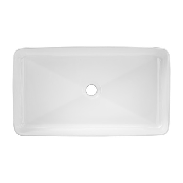 Vasque à poser rectangulaire 61x34 cm blanc brillant en céramique avec bonde clic-clac