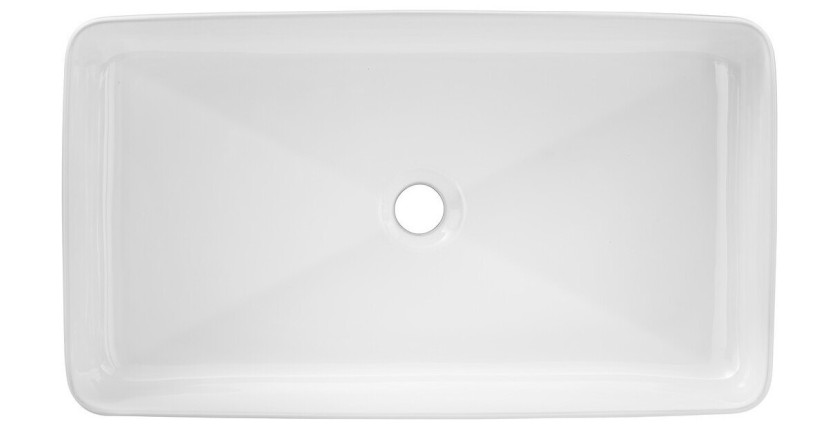 Vasque à poser rectangulaire 61x34 cm blanc brillant en céramique avec bonde clic-clac