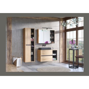 Lavabo da appoggio rettangolare 61x34 cm grigio opaco in ceramica con piletta clic-clac