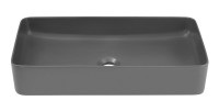 Lavabo da appoggio rettangolare 61x34 cm grigio opaco in ceramica con piletta clic-clac