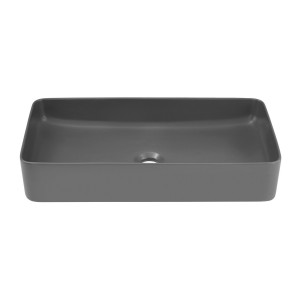 Lavabo da appoggio rettangolare 61x34 cm grigio opaco in ceramica con piletta clic-clac