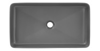 Lavabo da appoggio rettangolare 61x34 cm grigio opaco in ceramica con piletta clic-clac