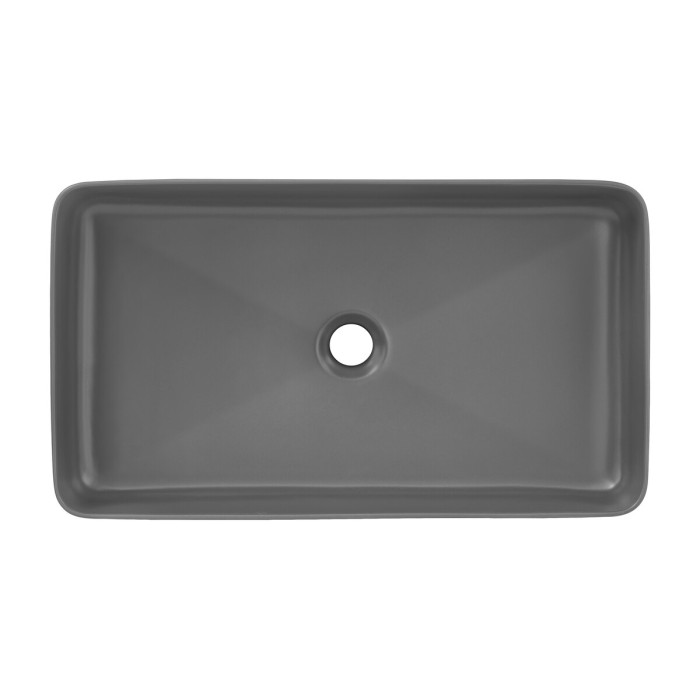 Rechteckiges Aufsatzwaschbecken 61x34 cm in mattem Grau aus Keramik mit Klick-Klack-Ablauf