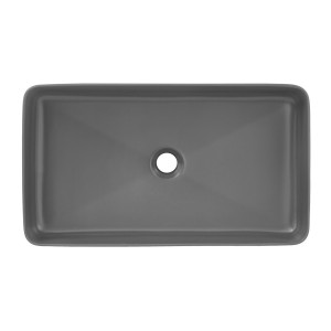 Vasque à poser rectangulaire 61x34 cm gris mat en céramique avec bonde clic-clac