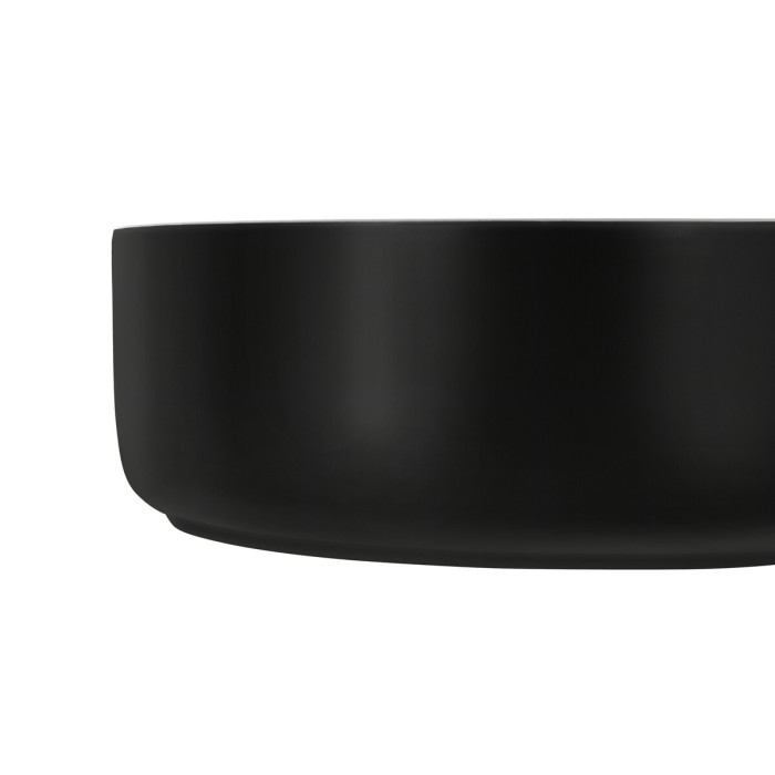 Vasque à poser ronde 36 cm bicolore noir mat et blanc mat en céramique avec bonde clic-clac