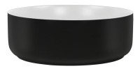 Vasque à poser ronde 36 cm bicolore noir mat et blanc mat en céramique avec bonde clic-clac