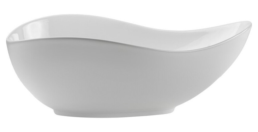 Vasque à poser asymétrique 51x39 cm blanc brillant en céramique avec bonde clic-clac