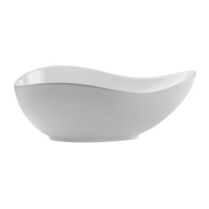 Vasque à poser asymétrique 51x39 cm blanc brillant en céramique avec bonde clic-clac