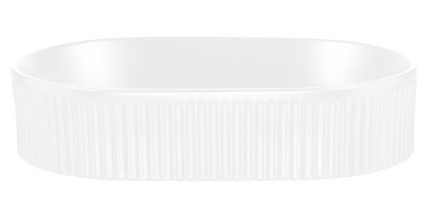 Vasque à poser ovale 48x33 cm blanc brillant en céramique avec bonde clic-clac