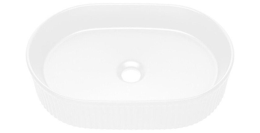 Vasque à poser ovale 48x33 cm blanc brillant en céramique avec bonde clic-clac