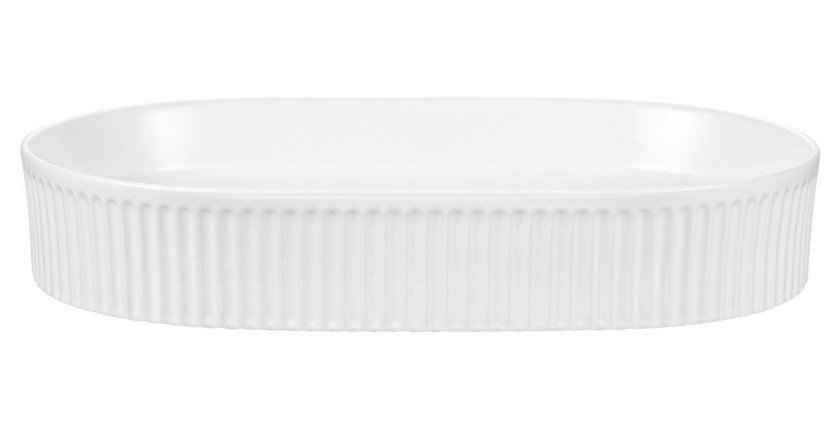 Vasque à poser ovale 56x36 cm blanc brillant en céramique avec bonde clic-clac