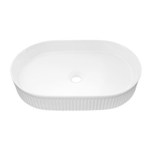 Vasque à poser ovale 56x36 cm blanc brillant en céramique avec bonde clic-clac