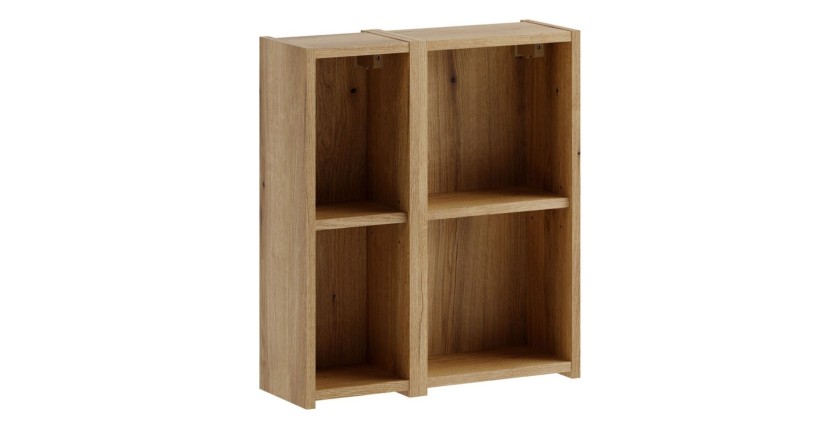 Casier de rangement suspendu 4 niches VANO 50cm aspect chêne clair