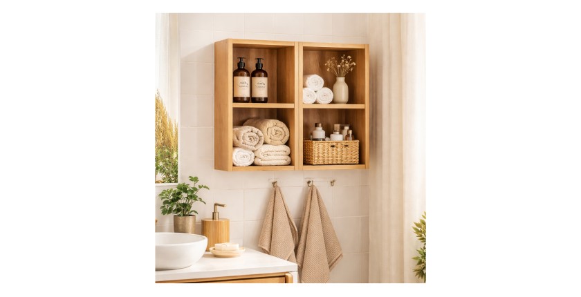 Meuble de rangement 60cm VANO aspect chêne clair mis en situation