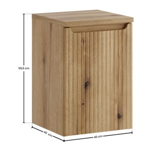 Panier à linge et plateau supérieur VANO aspect chêne clair dimensions