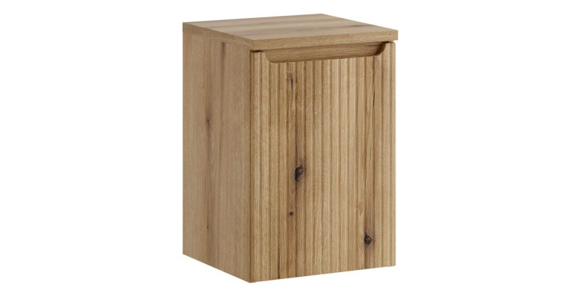 Panier à linge et plateau supérieur VANO aspect chêne clair