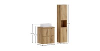 Ensemble VANO chêne 80cm : meuble sous vasque, plan pour vasque, vasque à poser et colonne dimensions