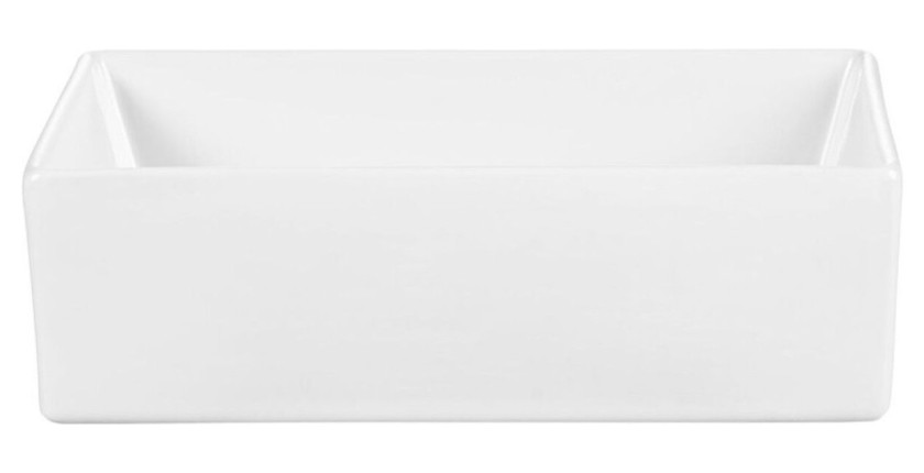 Vasque à poser en céramique blanche rectangulaire vue de face