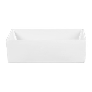 Vasque à poser en céramique blanche rectangulaire vue de face