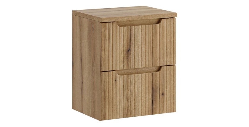 Ensemble VANO chêne 50cm : meuble sous vasque à tiroirs et plan pour vasque