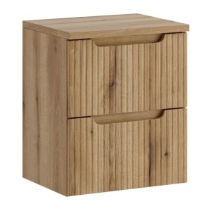 Ensemble VANO chêne 50cm : meuble sous vasque à tiroirs et plan pour vasque