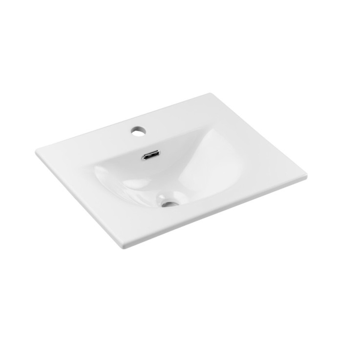 Conjunto de baño suspendido VANO de roble claro 50cm: mueble bajo lavabo con cajones con frente ranurado + lavabo encastrado