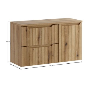 Ensemble VANO chêne 100cm : meuble sous vasque à tiroir, panier à linge et plan pour vasque dimensions