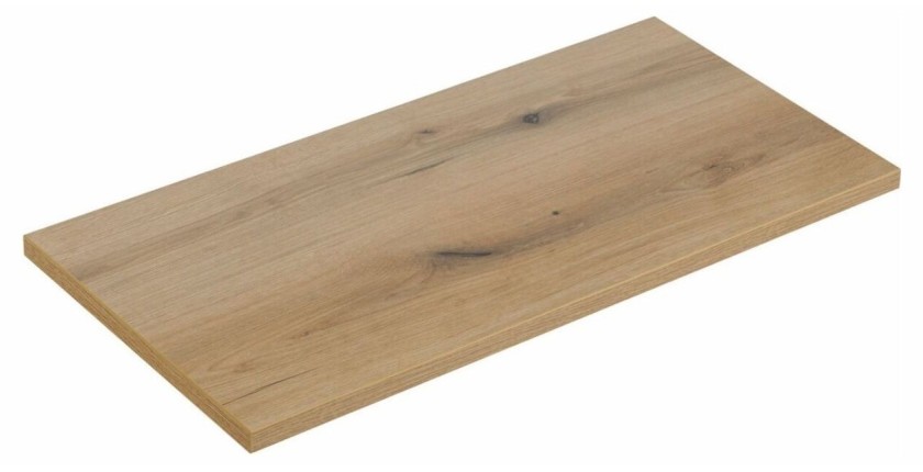 Ensemble de salle de bain VANO chêne clair 80cm : meubles sous vasque à tiroirs avec niches visibles + plan pour vasque + colonn