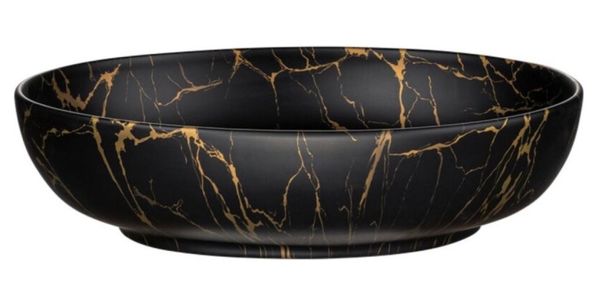 Vasque à poser en céramique noire marbrée vue de face