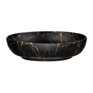 Vasque à poser en céramique noire marbrée vue de face