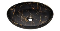 Vasque à poser en céramique noire marbrée