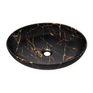 Vasque à poser en céramique noire marbrée
