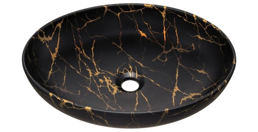 Vasque à poser en céramique noire marbrée