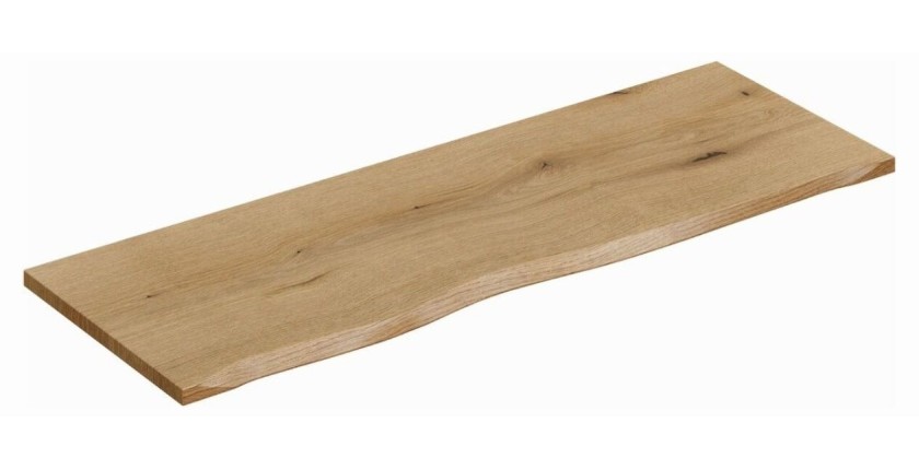 Ensemble VANO chêne clair 120cm : meubles sous vasque à tiroirs avec niches visibles + plan pour vasque + vasque à poser ovale v