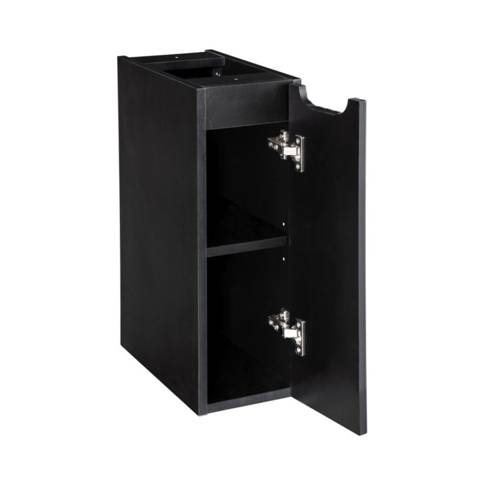 Hangend badkamermeubelset VANO licht eiken en zwart 120cm: onderkasten met laden en kasten + blad voor wastafel