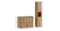 Ensemble VANO chêne 110cm : meuble sous vasque, plan pour vasque et colonne dimensions