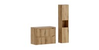 Ensemble VANO chêne 110cm : meuble sous vasque, plan pour vasque et colonne