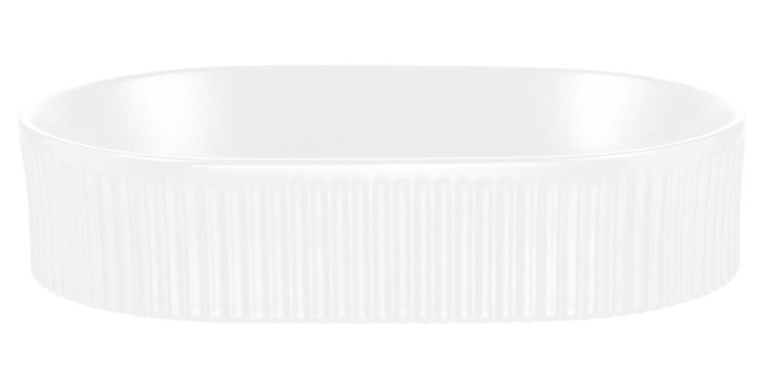 Ensemble de salle de bain VANO chêne clair 80cm : meuble sous vasque à tiroirs + plan pour vasque + vasque à poser rainurée blan