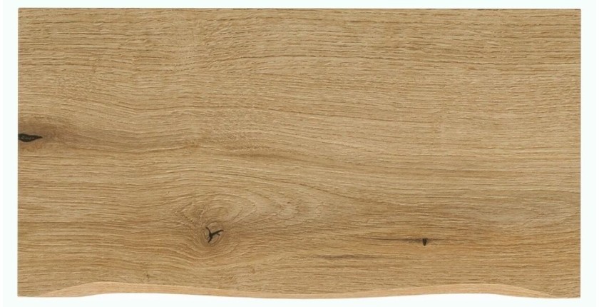 Plan pour vasque aux bords naturels et biseautés aspect chêne clair 80cm vu de haut