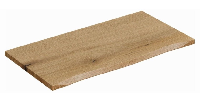 Ensemble de salle de bain VANO chêne clair 80cm : meuble sous vasque à tiroirs + plan pour vasque + vasque à poser rainurée blan