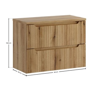 Ensemble VANO chêne 80cm : meuble sous vasque à tiroirs et plan pour vasque dimensions