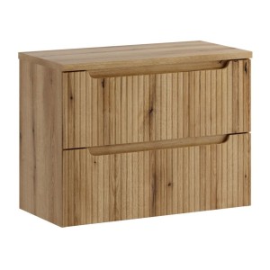 Ensemble VANO chêne 80cm : meuble sous vasque à tiroirs et plan pour vasque