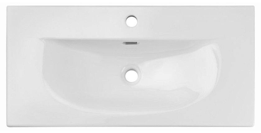 Vasque à encastrer en céramique blanche 80cm vue de haut