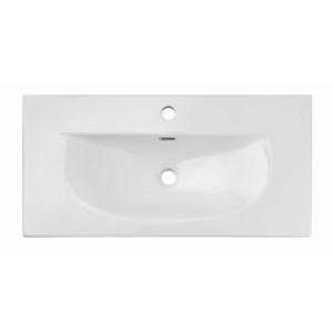 Vasque à encastrer en céramique blanche 80cm vue de haut