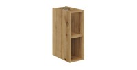 Set VANO blu denim e quercia chiara 140cm: mobili sotto lavabo con cassetti e nicchie visibili + lavabi grigi
